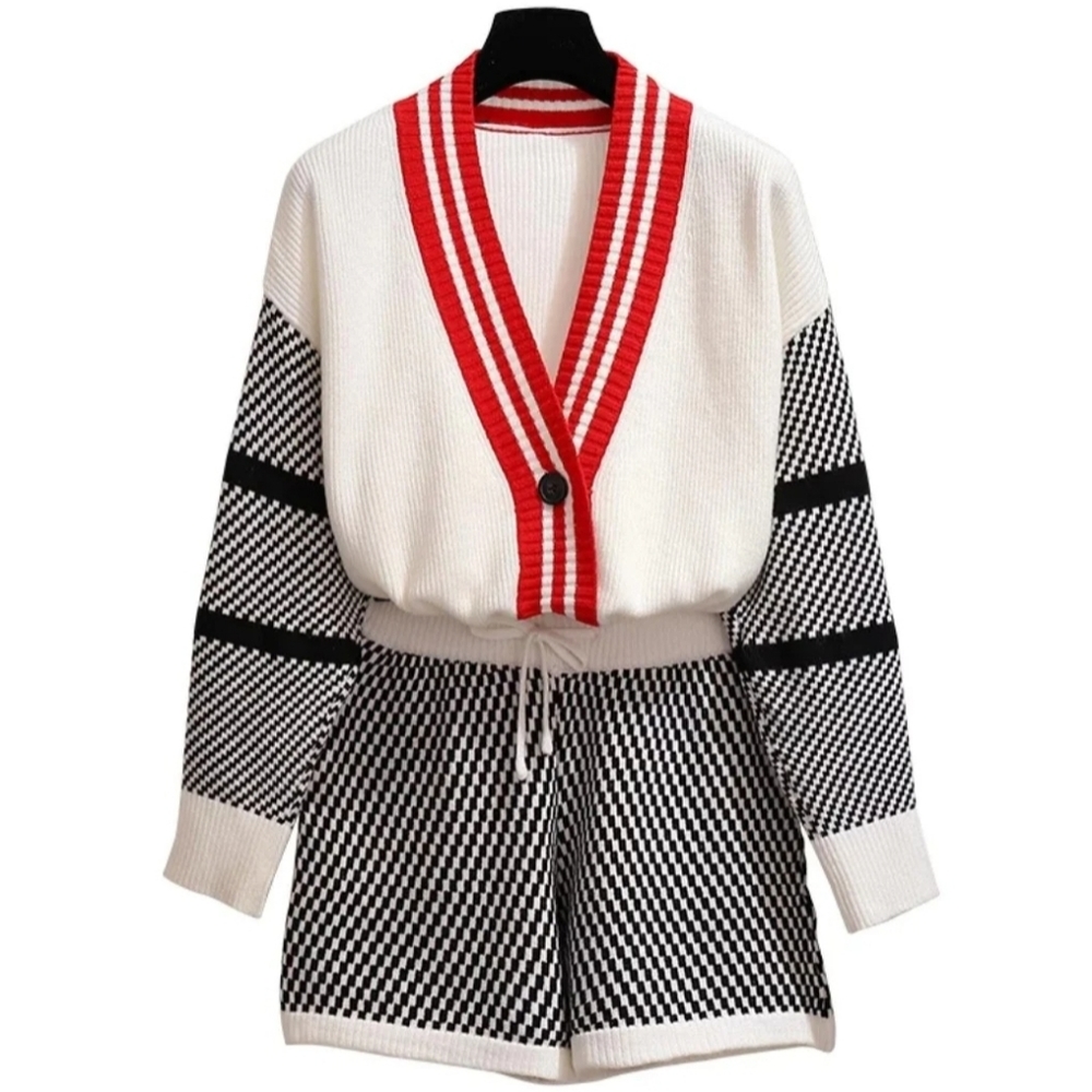 2pc Cardigan Knit Short Ser